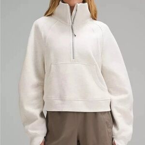 Lululemon half zip scuba funnel neck cropped sweatshirt XS/S bone